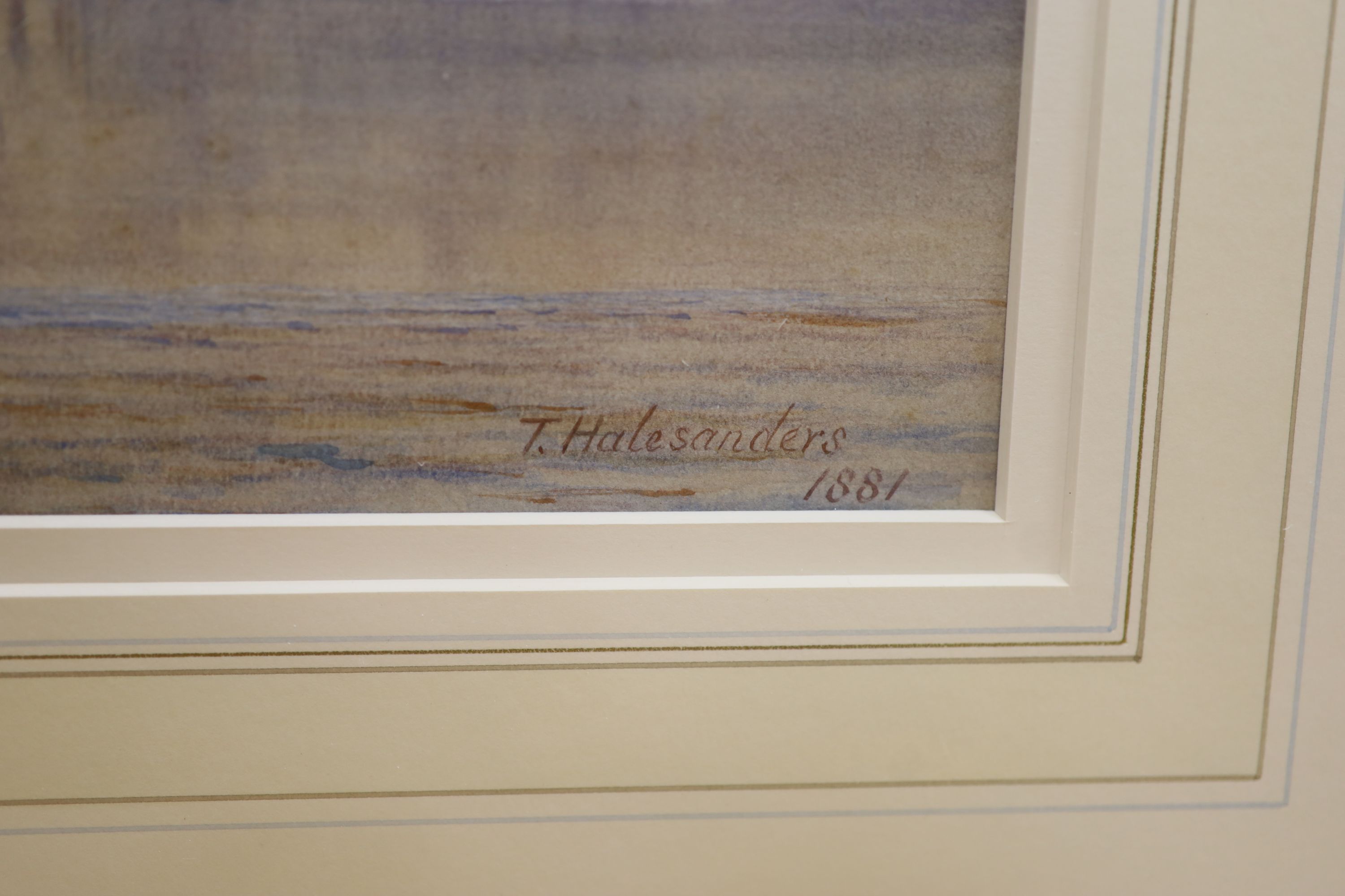 Thomas Hale Sanders (fl.1880-1906), watercolour, Paddlesteamers along the coast, signed and dated 1881, 27 x 50cm
